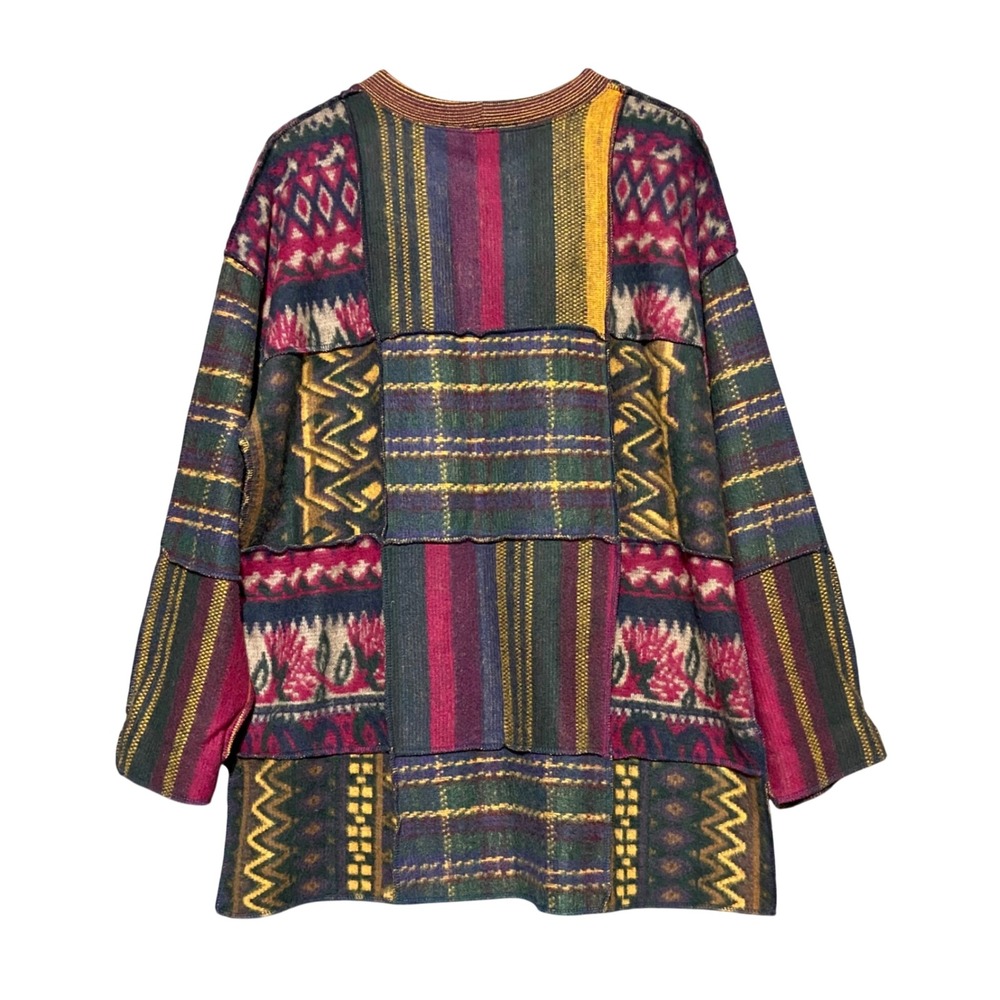 Stefano International Vintage Patchwork Oversized Sweater Women's Large 90s Boho - Picture 2 of 7